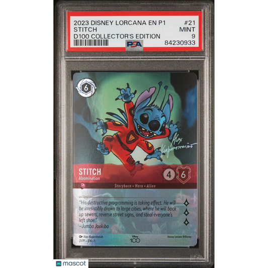 2023 Disney Lorcana EN P1-Promo Stitch #21 D100 Collector's Edition PSA 9