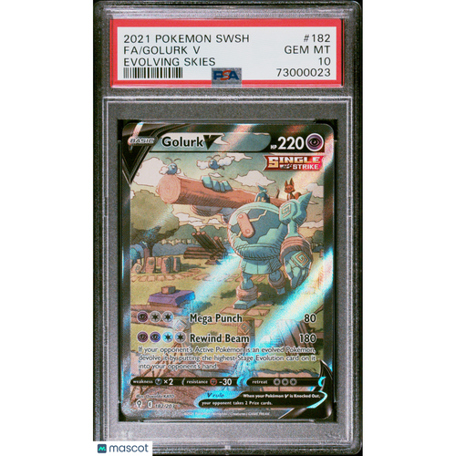 2021 Pokemon Sword & Shield Evolving Skies Golurk V #182 Evolving Skies Fa PSA 10