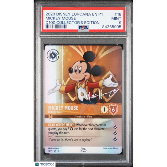2023 Disney Lorcana EN P1-Promo Mickey Mouse #18 D100 Collector's Edition PSA 9