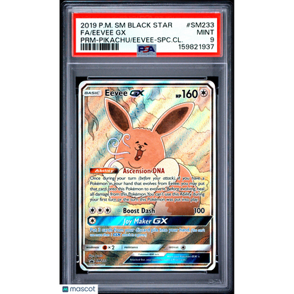 2019 Pokemon SM Black Star Promo Eevee GX #SM233 PRM-Pikachu/Eevee-SPC.CL. Fa PSA 9