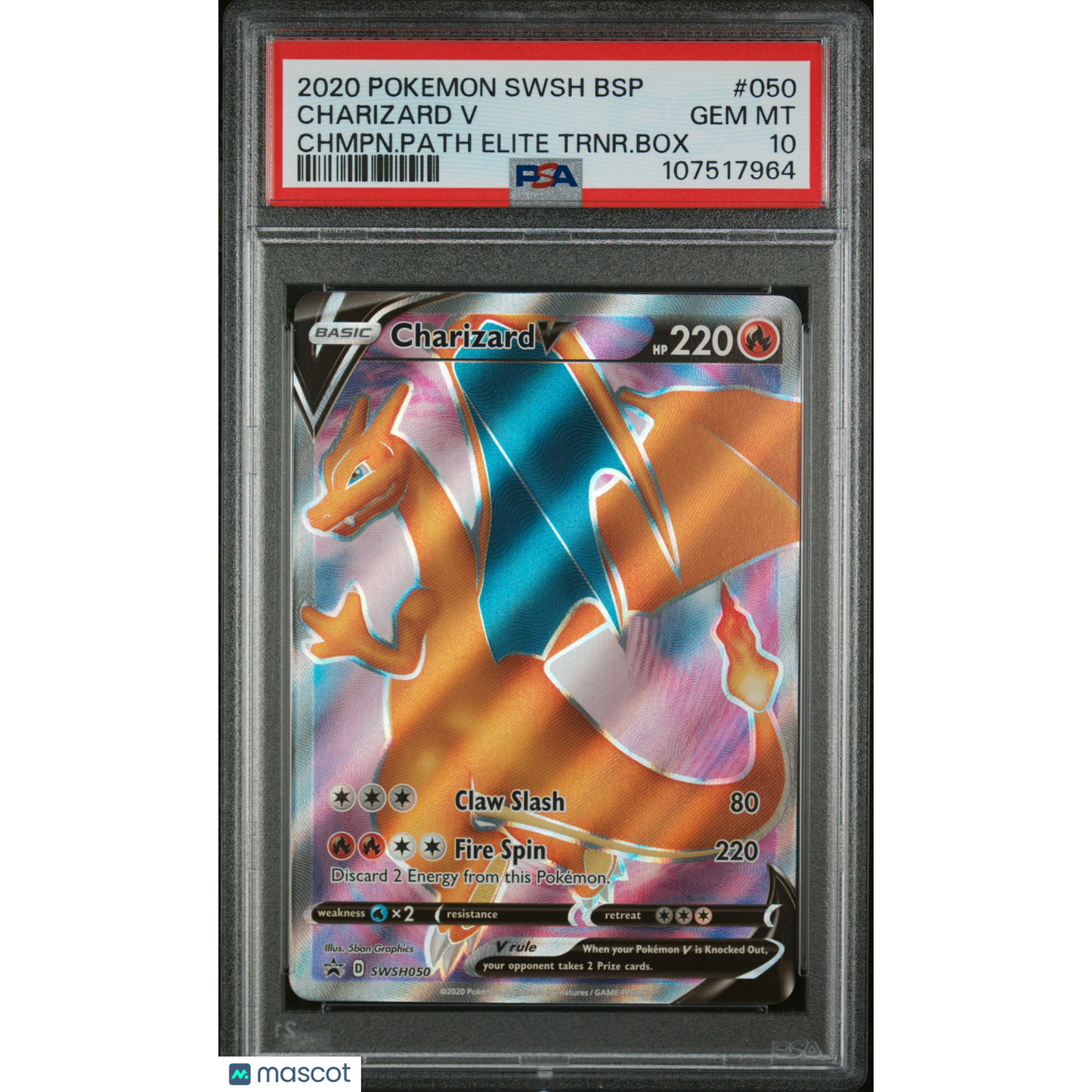 2020 Pokemon Swsh Black Star Promo Charizard V #050 Chmpn.Path Elite Trnr.Box PSA 10