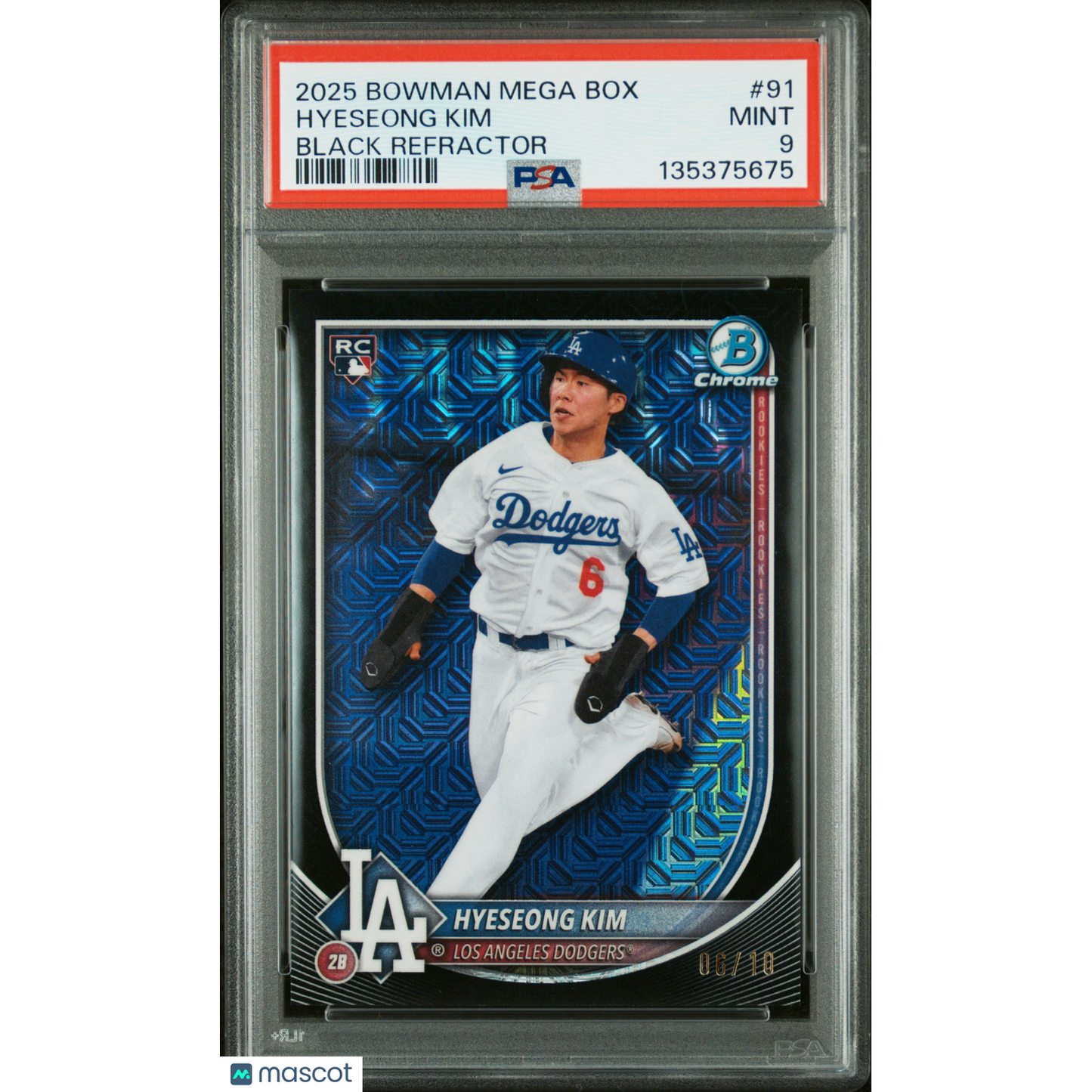 2025 Bowman Mega Box Chrome Hyeseong Kim #91 Black Refractor PSA 9