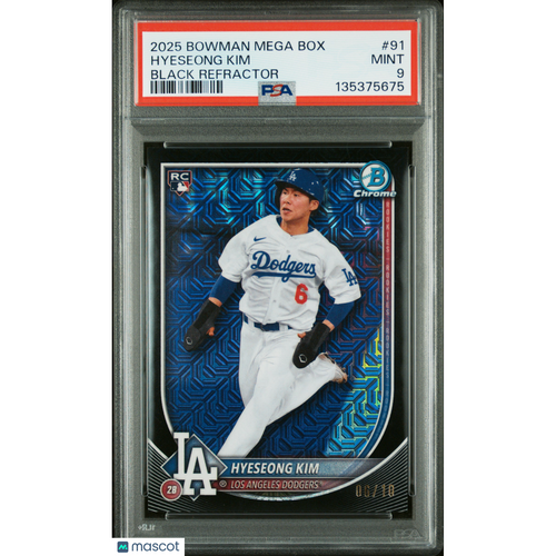 2025 Bowman Mega Box Chrome Hyeseong Kim #91 Black Refractor PSA 9