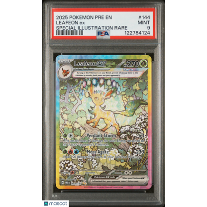 2025 Pokemon Pre EN-Prismatic Evolutions Leafeon EX #144 Special Illustration Rare PSA 9