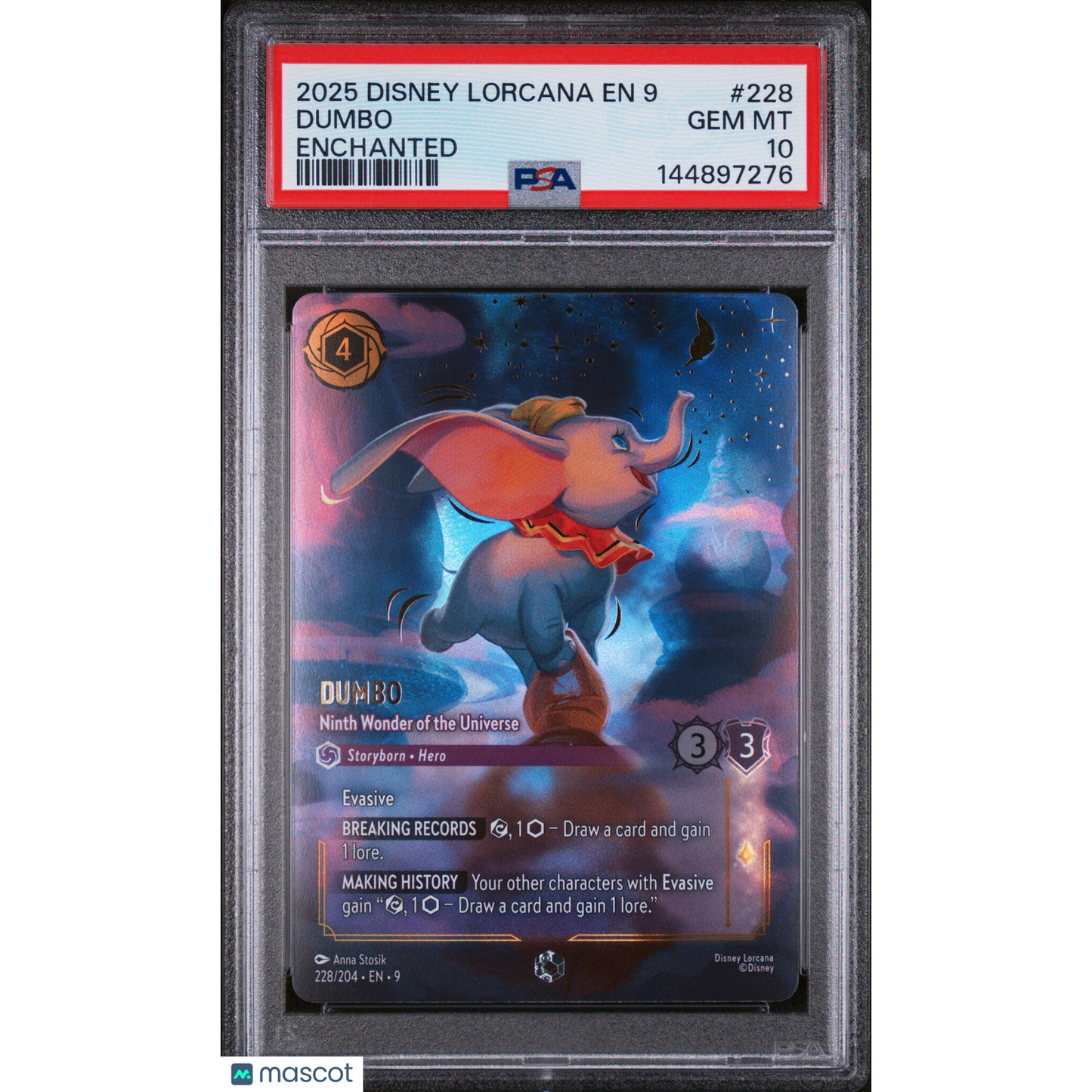 2025 Disney Lorcana EN 9-Fabled Dumbo #228 Enchanted PSA 10