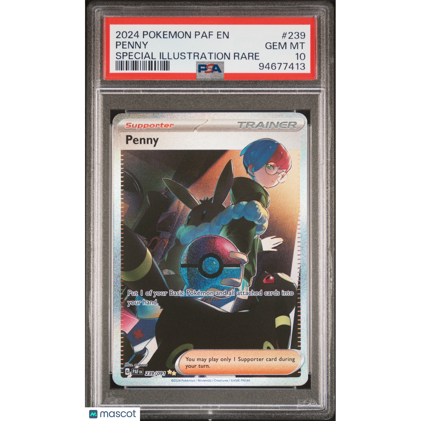 2024 Pokemon Paf EN-Paldean Fates Penny #239 Special Illustration Rare PSA 10