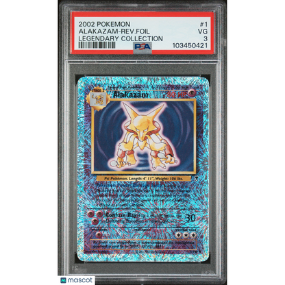 2002 Pokemon Legendary Collection Alakazam-Rev. Foil #1 Legendary Collection PSA 3