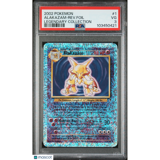 2002 Pokemon Legendary Collection Alakazam-Rev. Foil #1 Legendary Collection PSA 3