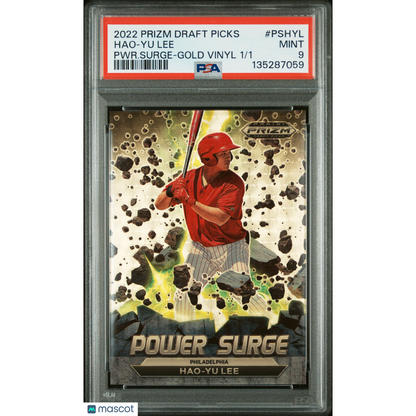 2022 Panini Prizm Draft Picks Power Surge Hao-Yu Lee #PSHYL PWR. Surge Gold Vinyl PSA 9