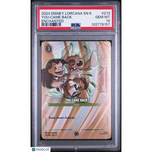 2024 Disney Lorcana EN 6-Azurite Sea You Came Back #213 Enchanted PSA 10