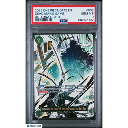 2025 One Piece Op12-Legacy Of The Master Dead Man's Game #037 Alternate Art PSA 10