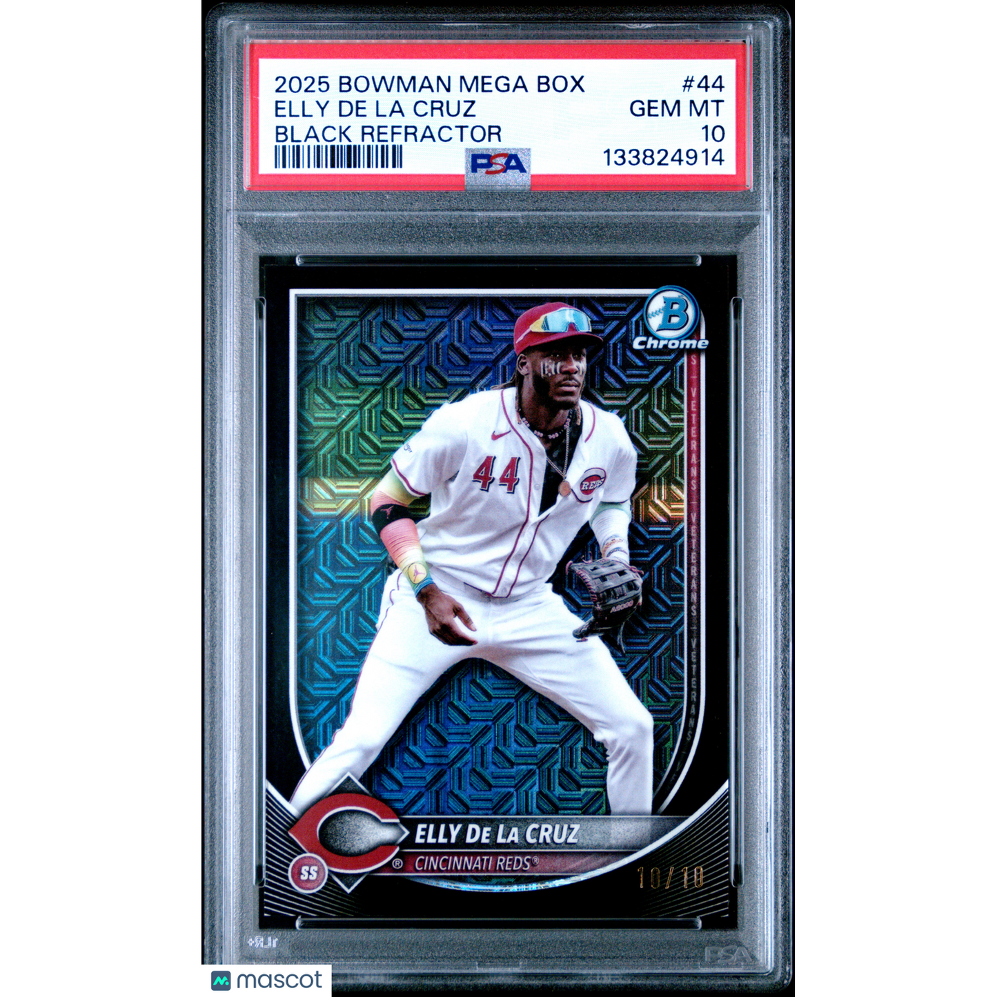 2025 Bowman Mega Box Chrome Elly De La Cruz #44 Black Refractor PSA 10