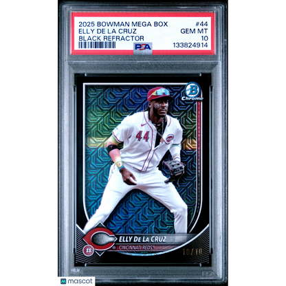 2025 Bowman Mega Box Chrome Elly De La Cruz #44 Black Refractor PSA 10