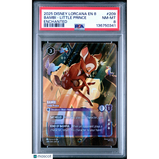 2025 Disney Lorcana EN 8-Reign Of Jafar Bambi - Little Prince #209 Ench. PSA 8