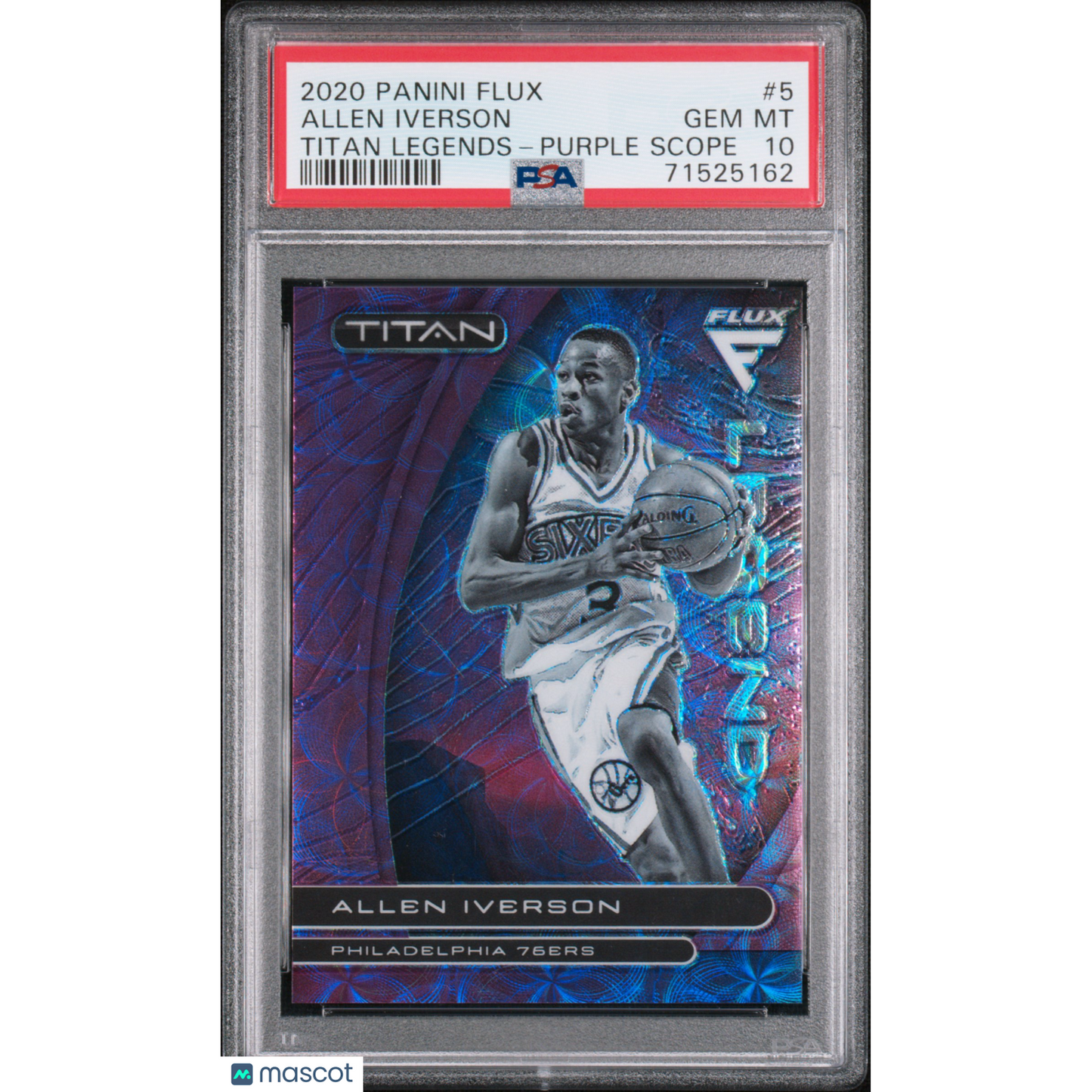 2020 Panini Flux Titan Legends Allen Iverson #5 Purple Scope PSA 10