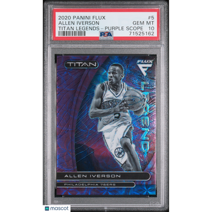 2020 Panini Flux Titan Legends Allen Iverson #5 Purple Scope PSA 10