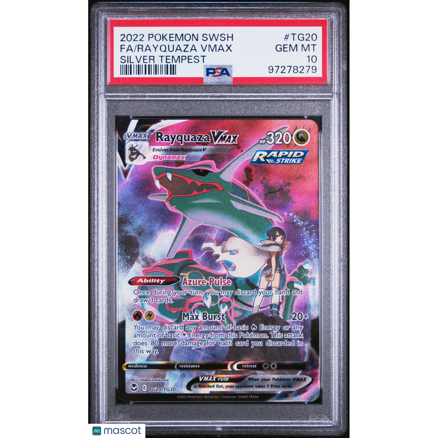 2022 Pokemon Sword & Shield Silver Tempest Rayquaza VMAX #TG20 Silver Tempest Fa PSA 10