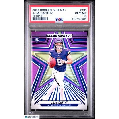 2024 Panini Rookies & Stars JJ Mccarthy #135 Purple PSA 10
