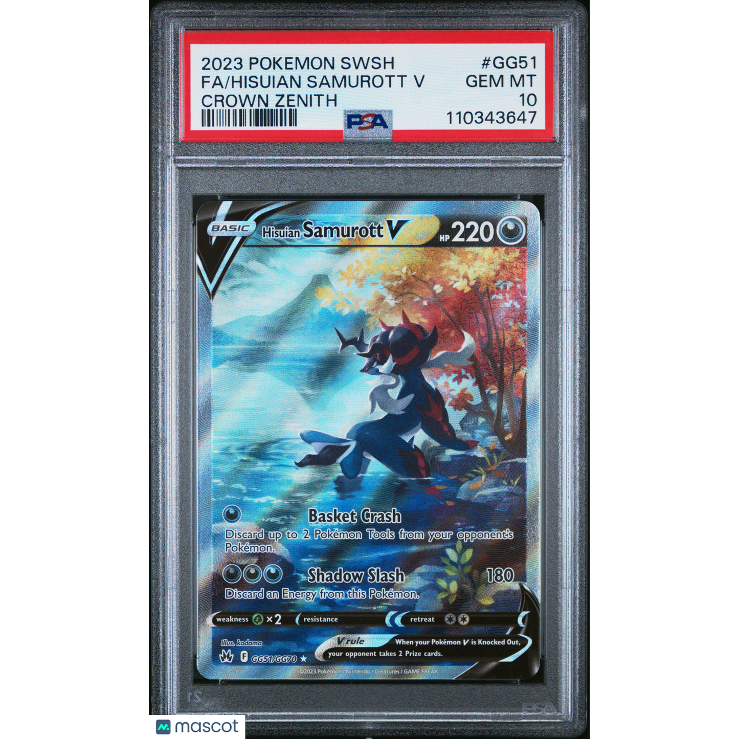 2023 Pokemon Sword And Shield Crown Zenith Hisuian Samurott V #GG51 Crown Zenith Fa PSA 10