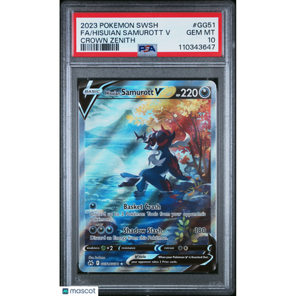 2023 Pokemon Sword And Shield Crown Zenith Hisuian Samurott V #GG51 Crown Zenith Fa PSA 10