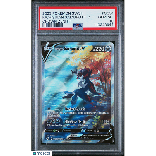 2023 Pokemon Sword And Shield Crown Zenith Hisuian Samurott V #GG51 Crown Zenith Fa PSA 10