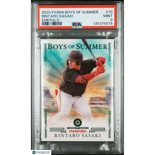 2025 Panini Boys Of Summer Rintaro Sasaki #70 Emerald PSA 9