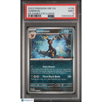 2023 Pokemon Obf EN-Obsidian Flames Umbreon #130 Eb Games Exclusive PSA 9
