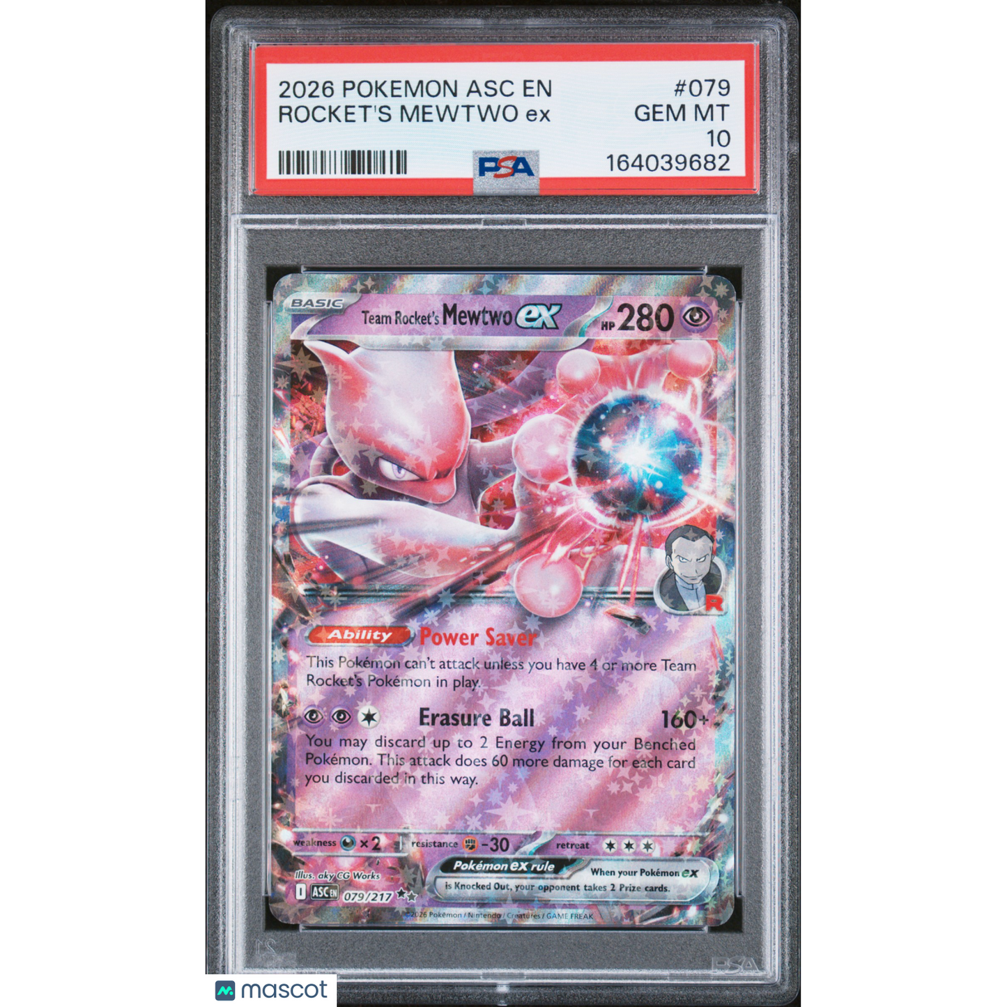 2026 Pokemon Asc EN-Ascended Heroes Rocket's Mewtwo EX #079 PSA 10