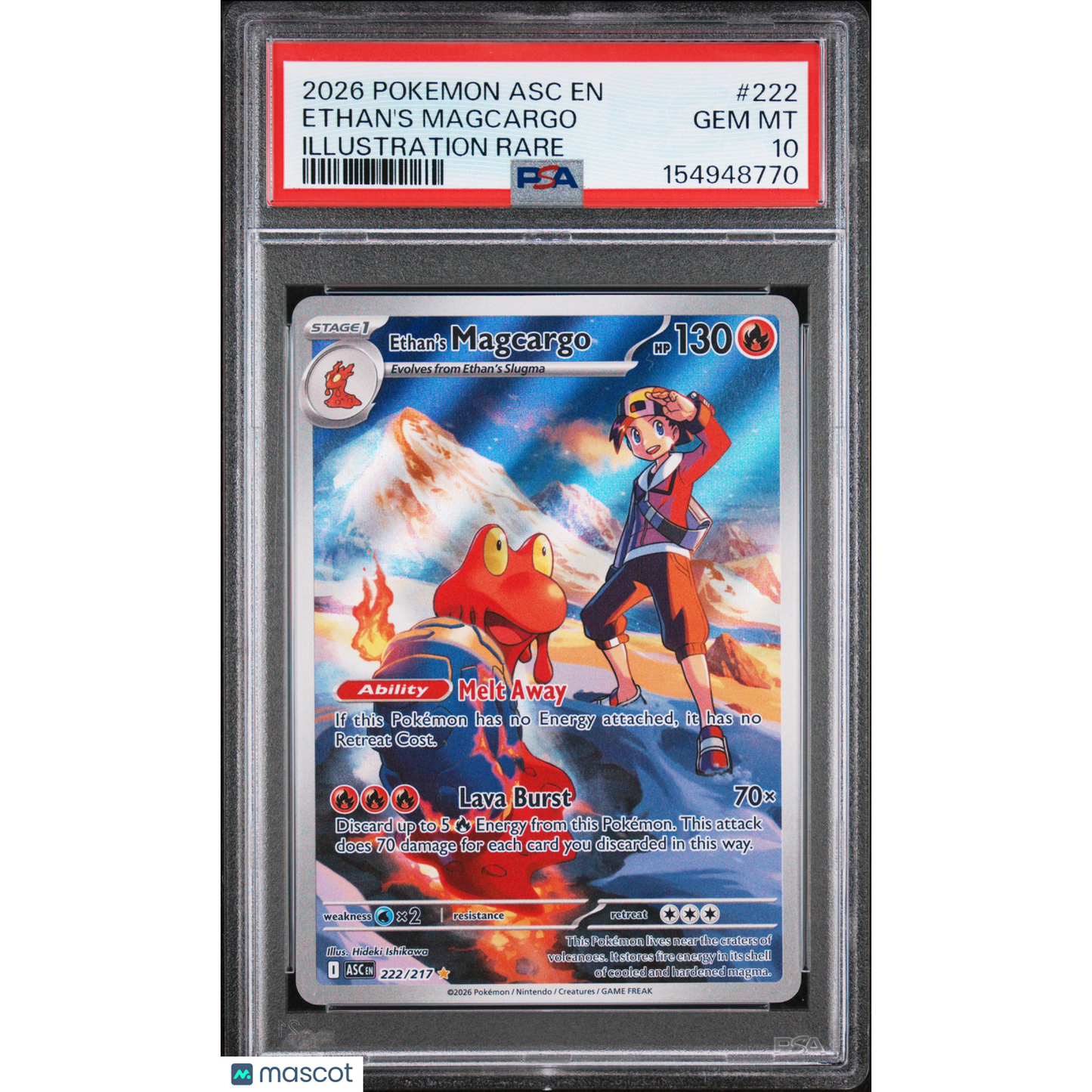 2026 Pokemon Asc EN-Ascended Heroes Ethan's Magcargo #222 IR PSA 10