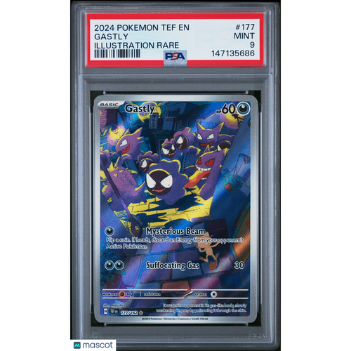 2024 Pokemon Tef EN-Temporal Forces Gastly #177 Illustration Rare PSA 9