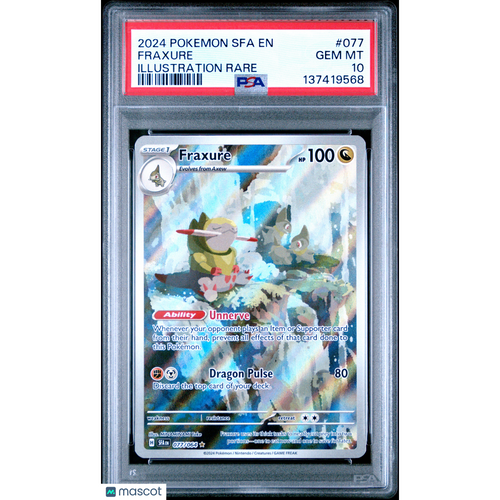 2024 Pokemon Sfa EN-Shrouded Fable Fraxure #077 Illustration Rare PSA 10