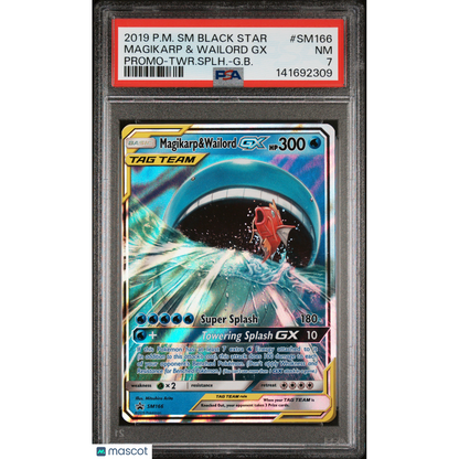 2019 Pokemon SM Black Star Promo Magikarp & Wailord GX #SM166 Promo-G.B. PSA 7