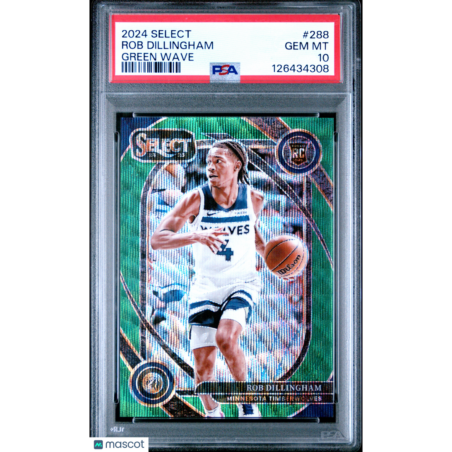 2024 Panini Select Rob Dillingham #288 Green Wave PSA 10