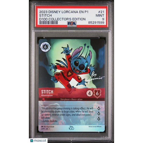 2023 Disney Lorcana EN P1-Promo Stitch #21 D100 Collector's Edition PSA 9