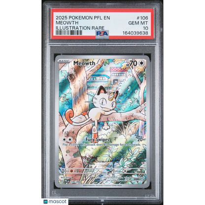 2025 Pokemon PFL EN-Phantasmal Flames Meowth #106 Illustration Rare PSA 10