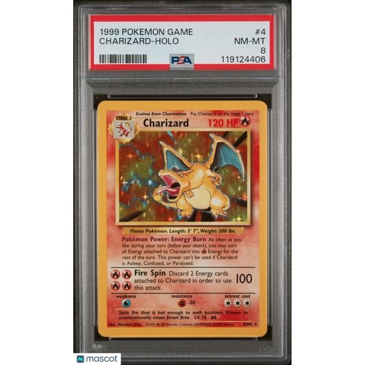 1999 Pokemon Game Charizard #4 PSA 8