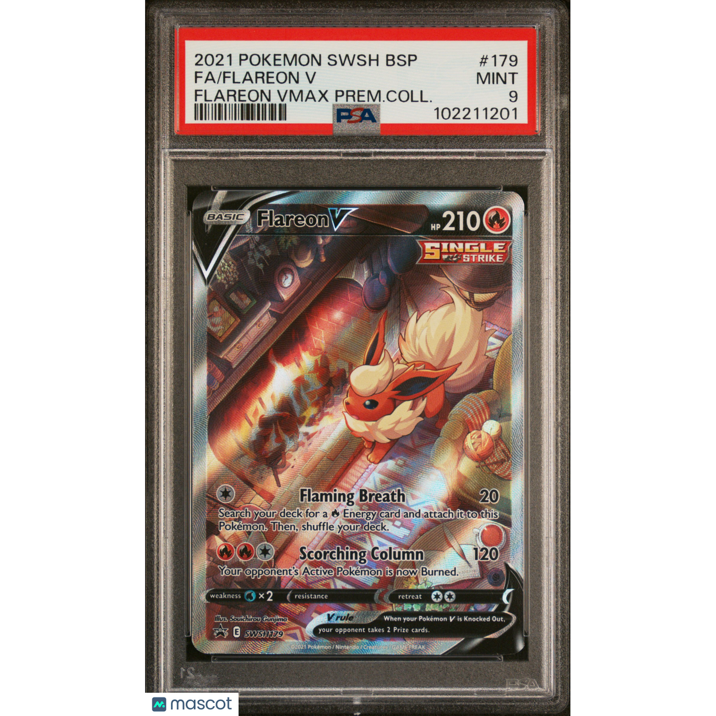 2021 Pokemon Swsh Black Star Promo Flareon V #179 Flareon V Prem.Coll. Fa PSA 9