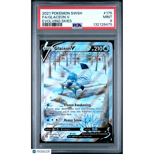 2021 Pokemon Sword & Shield Evolving Skies Glaceon V #175 Evolving Skies Fa PSA 9