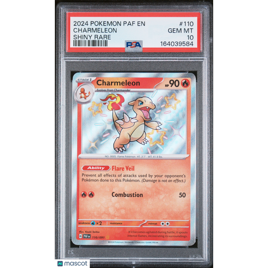 2024 Pokemon Paf EN-Paldean Fates Charmeleon #110 Shiny Rare PSA 10