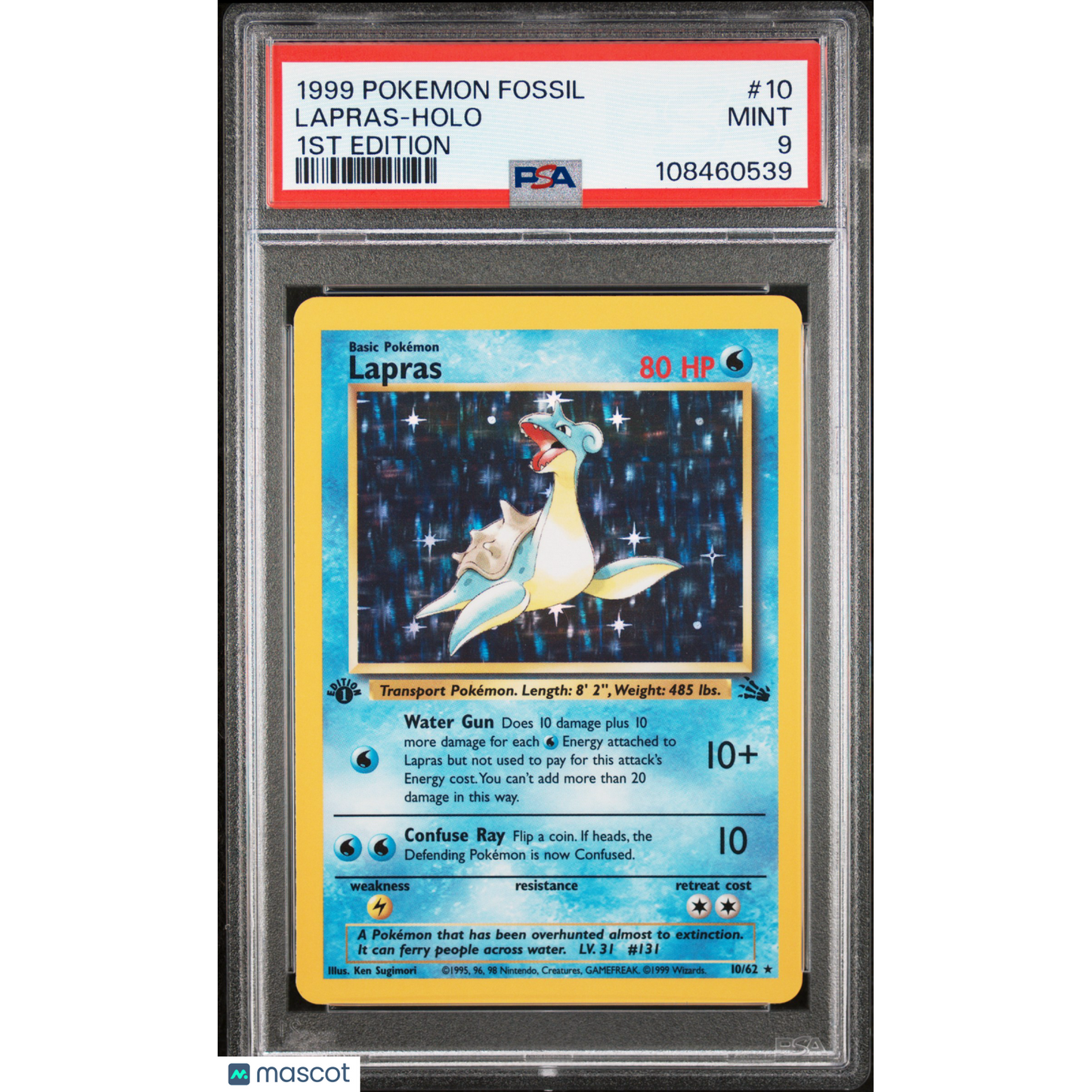 1999 Pokemon Fossil Lapras #10 1st Edition PSA 9