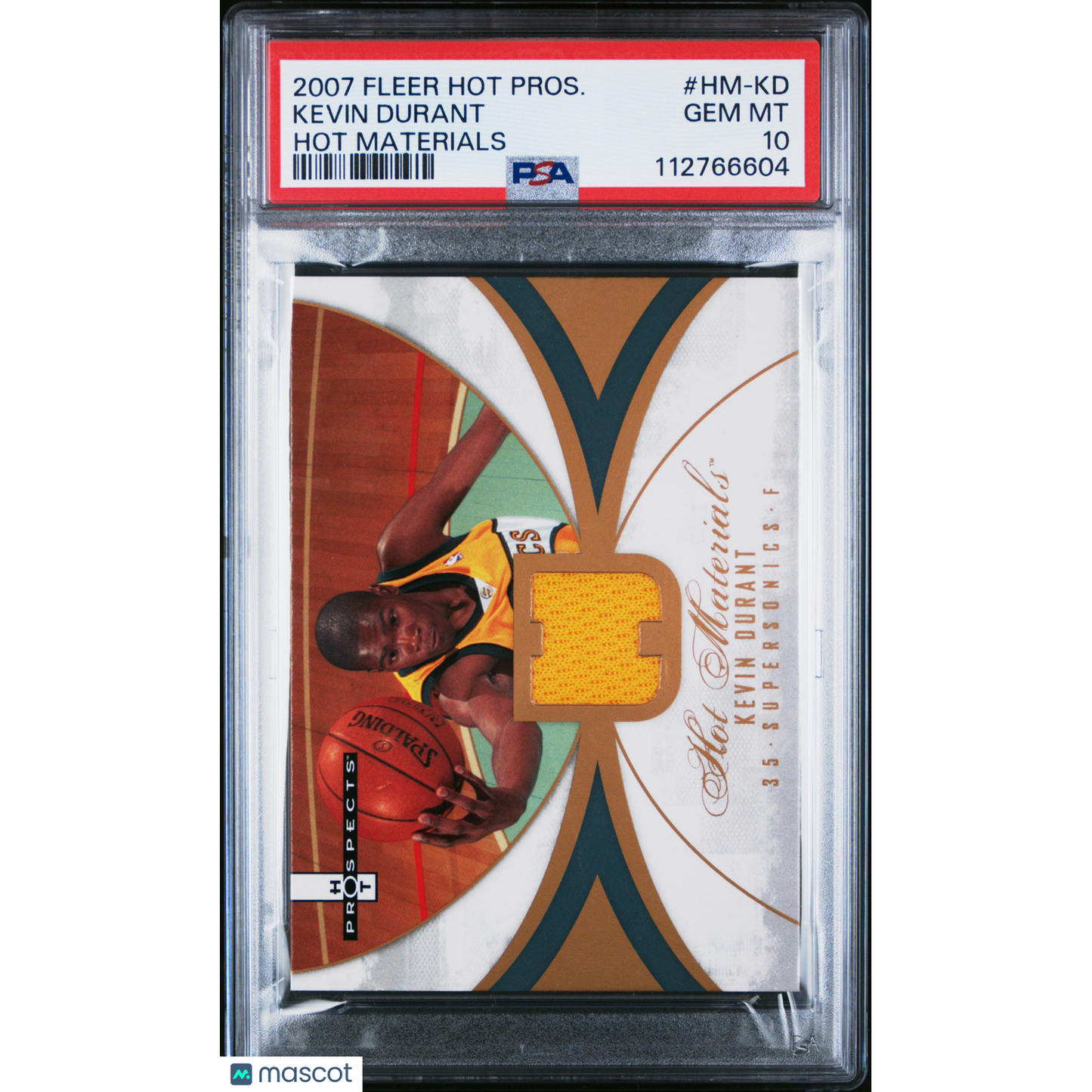2007 Fleer Hot Prospects Hot Materials Kevin Durant #HM-KD PSA 10