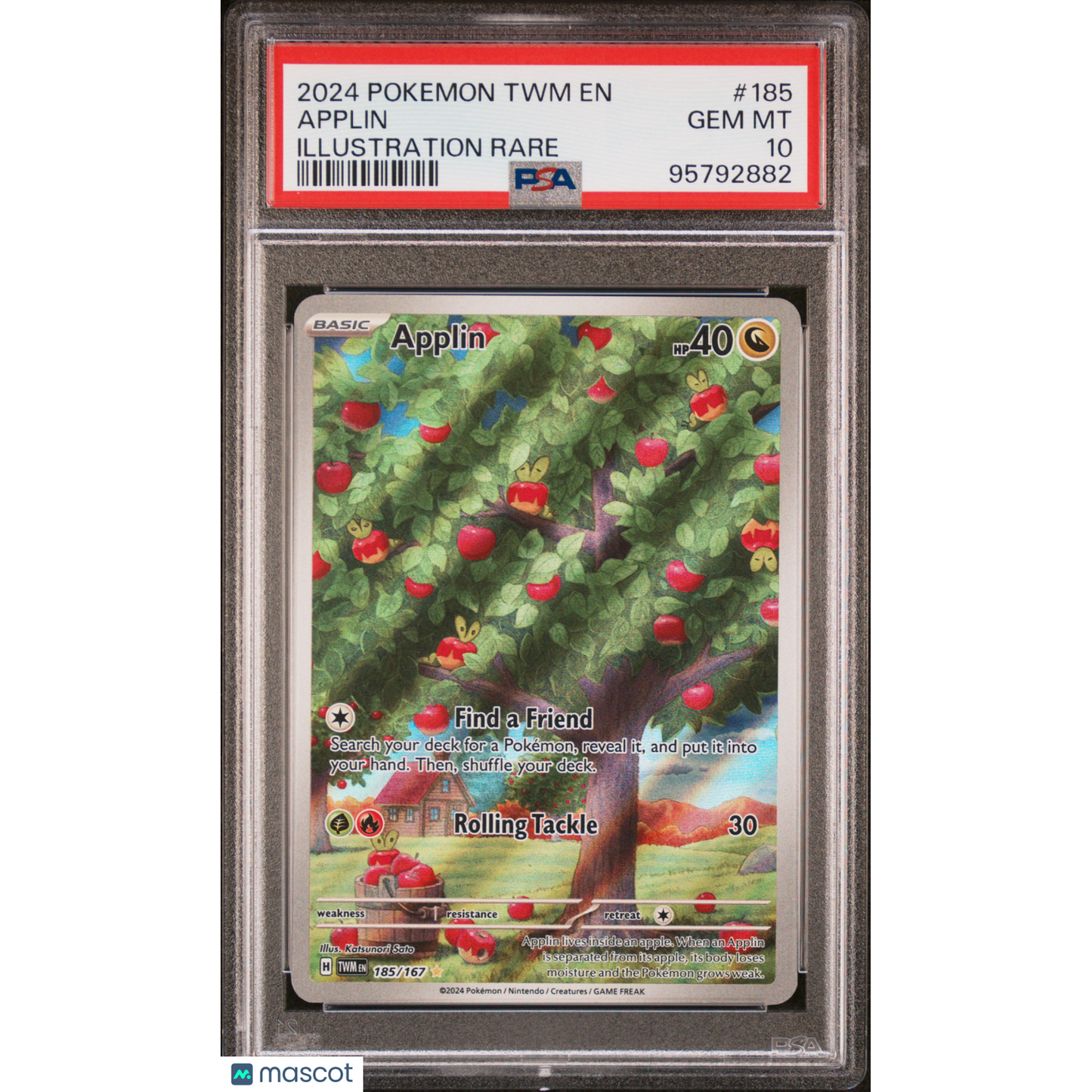 2024 Pokemon TWM EN-Twilight Masquerade Applin #185 Illustration Rare PSA 10