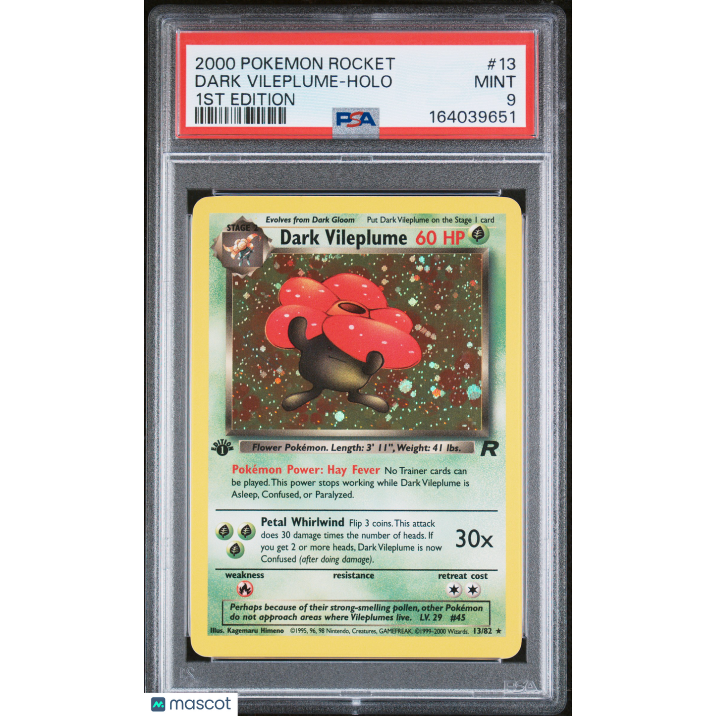 2000 Pokemon Rocket Dark Vileplume #13 1st Edition PSA 9
