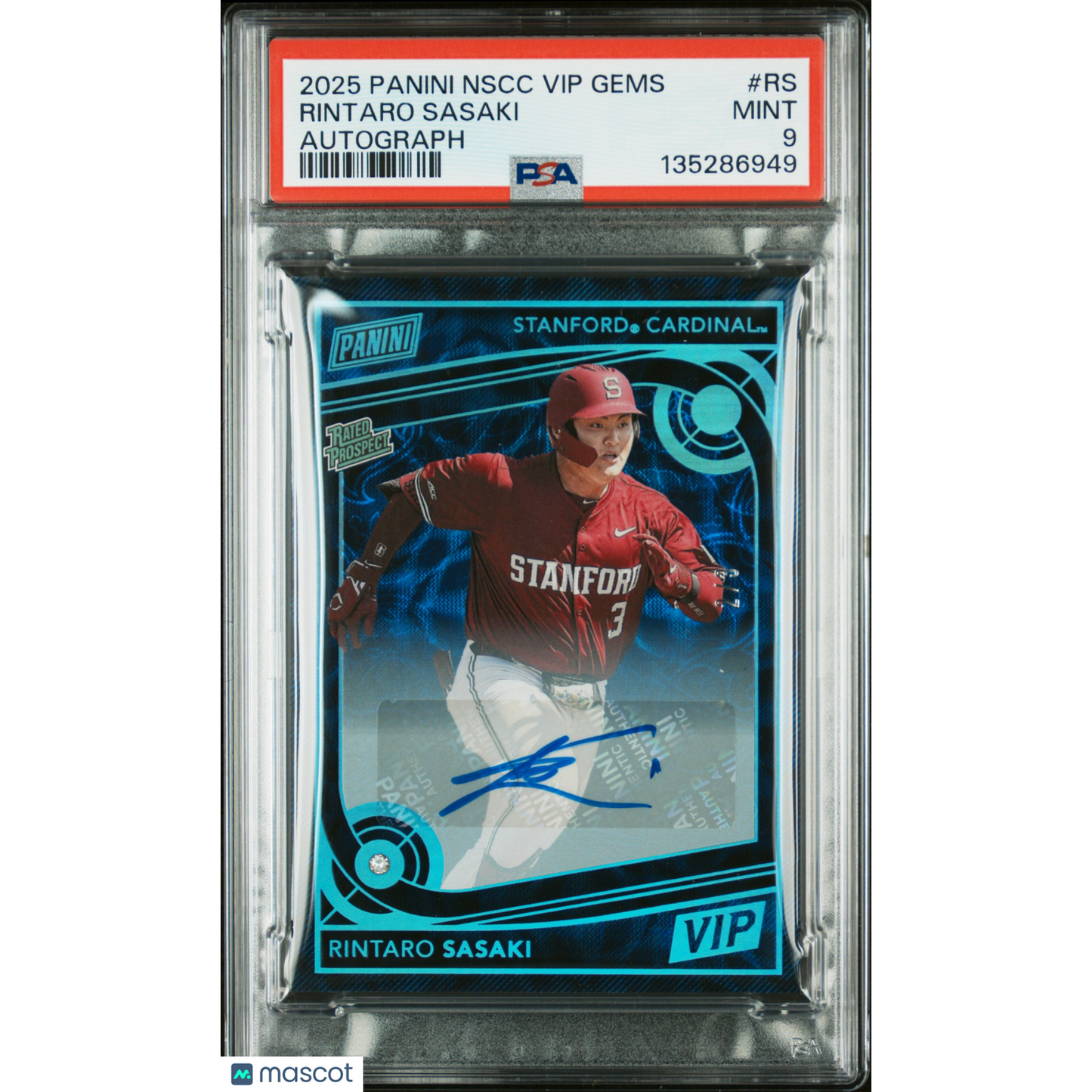 2025 Panini National Sports Collectors Convention Vip Gems Rintaro Sasaki #RS Autograph PSA 9