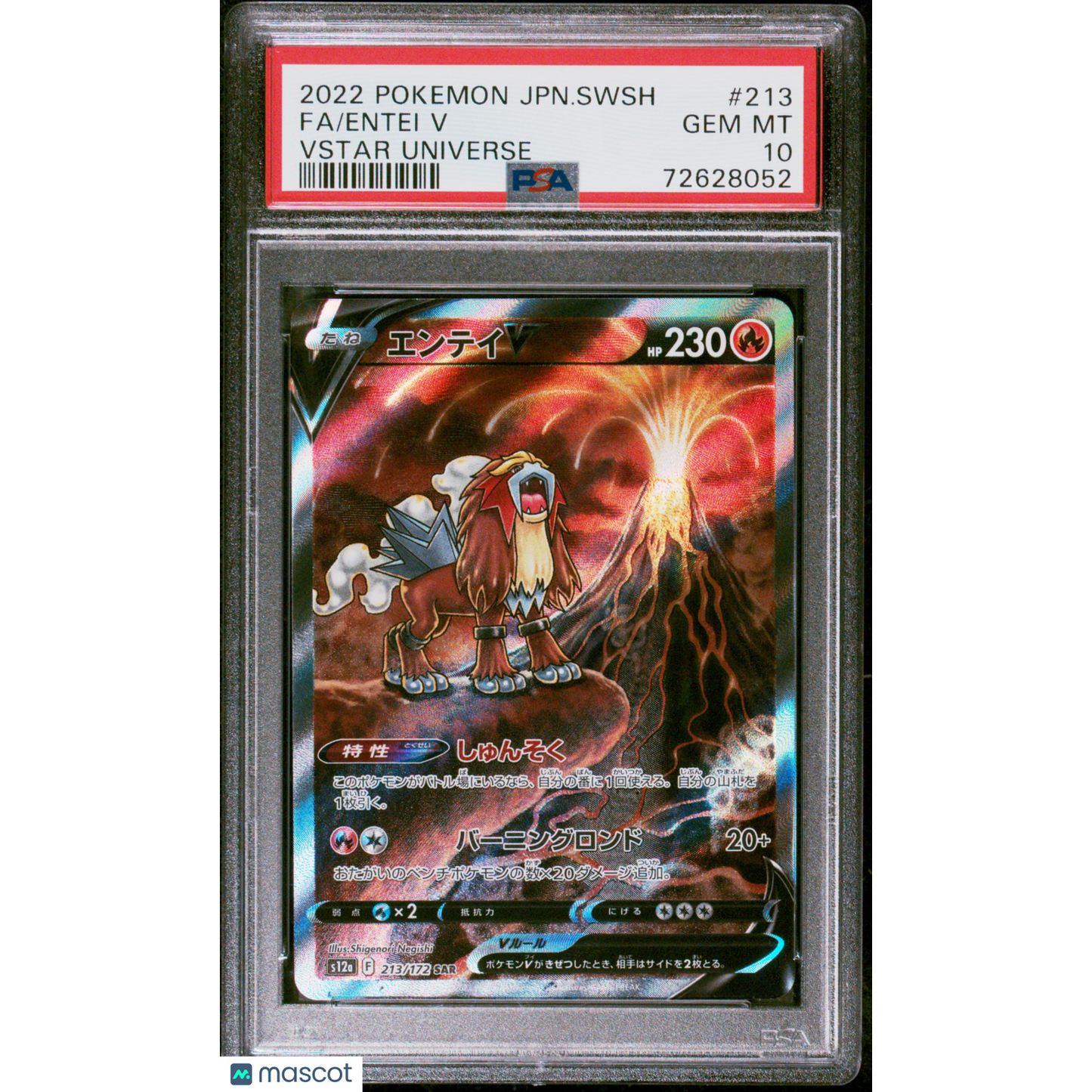2022 Pokemon Japanese Sword & Shield VSTAR Universe Entei V #213 Japanese VSTAR Universe Fa PSA 10