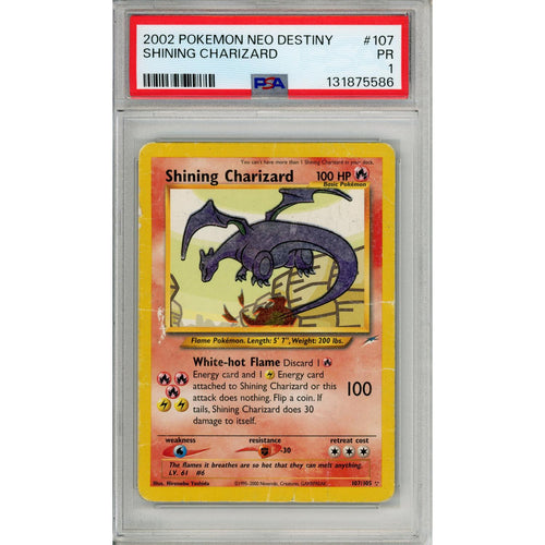 Pokemon Graded: Shining Charizard 107/105 Neo Destiny (2002) PSA 1