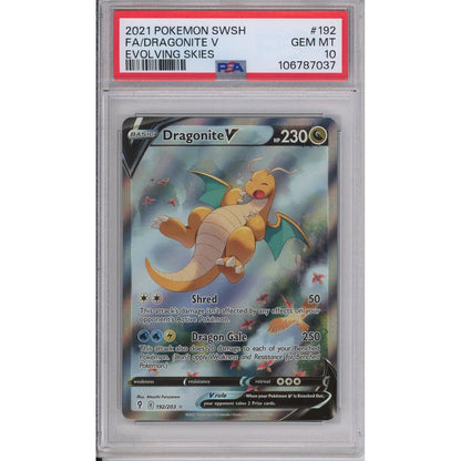 Pokemon Graded: Dragonite V 192;/203 Evolving Skies (2021) Full Art Holo PSA 10