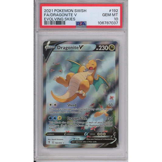 Pokemon Graded: Dragonite V 192;/203 Evolving Skies (2021) Full Art Holo PSA 10
