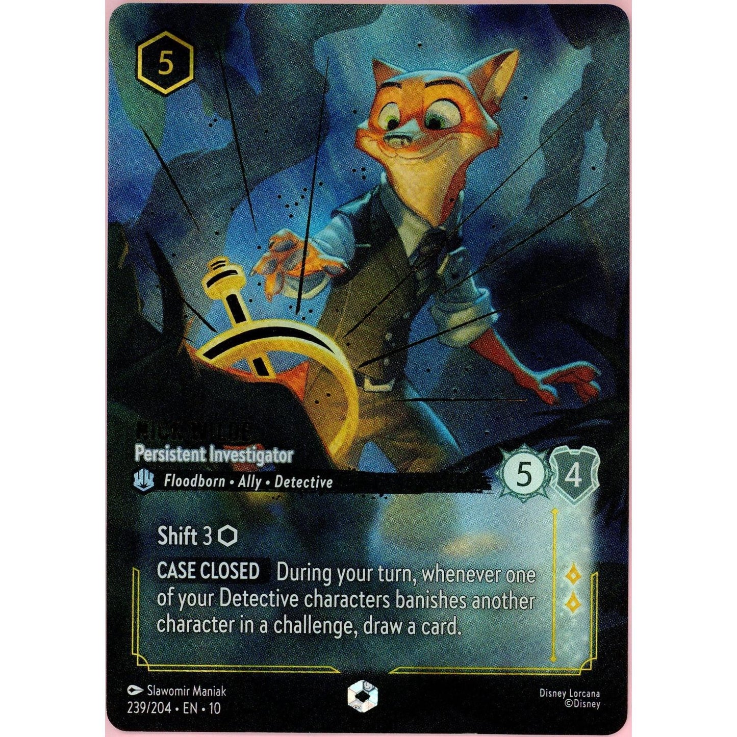 Lorcana Single: Nick Wilde Persistent Investigator 239/204 Enchanted Holo NM