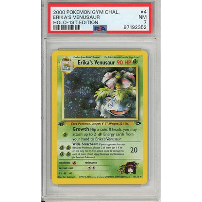 Pokemon Graded: Erika's Venusaur 1st Edition 4/132 Gym Challenge (2000) Holo PSA 7